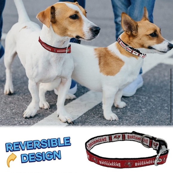 NFL Reversible Tampa Bay Buccaneers bucs Dog Collar (Size M) Two-Sided Collar - Picture 3 of 11